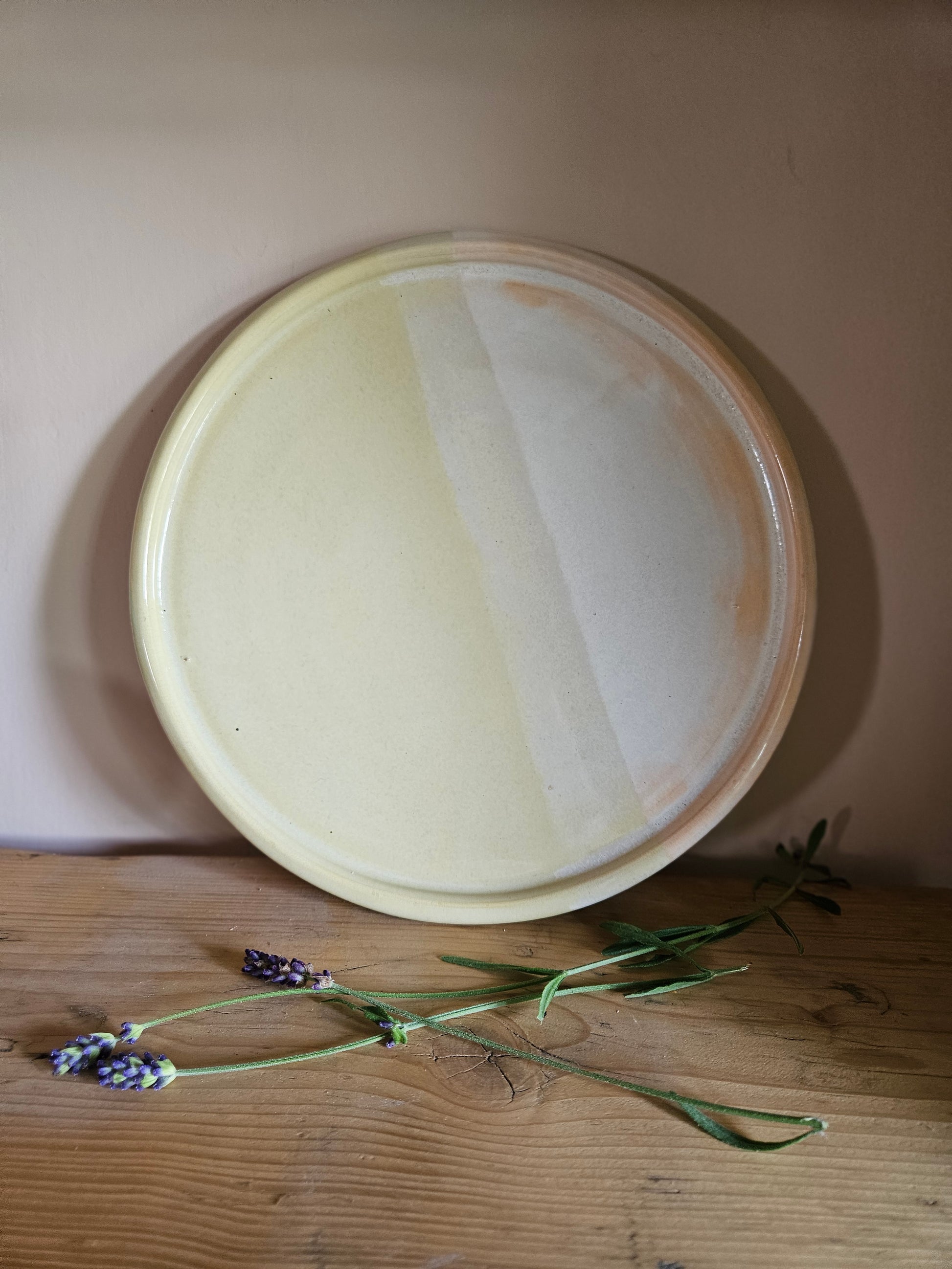 Yellow and White/Peach Dinner Plate