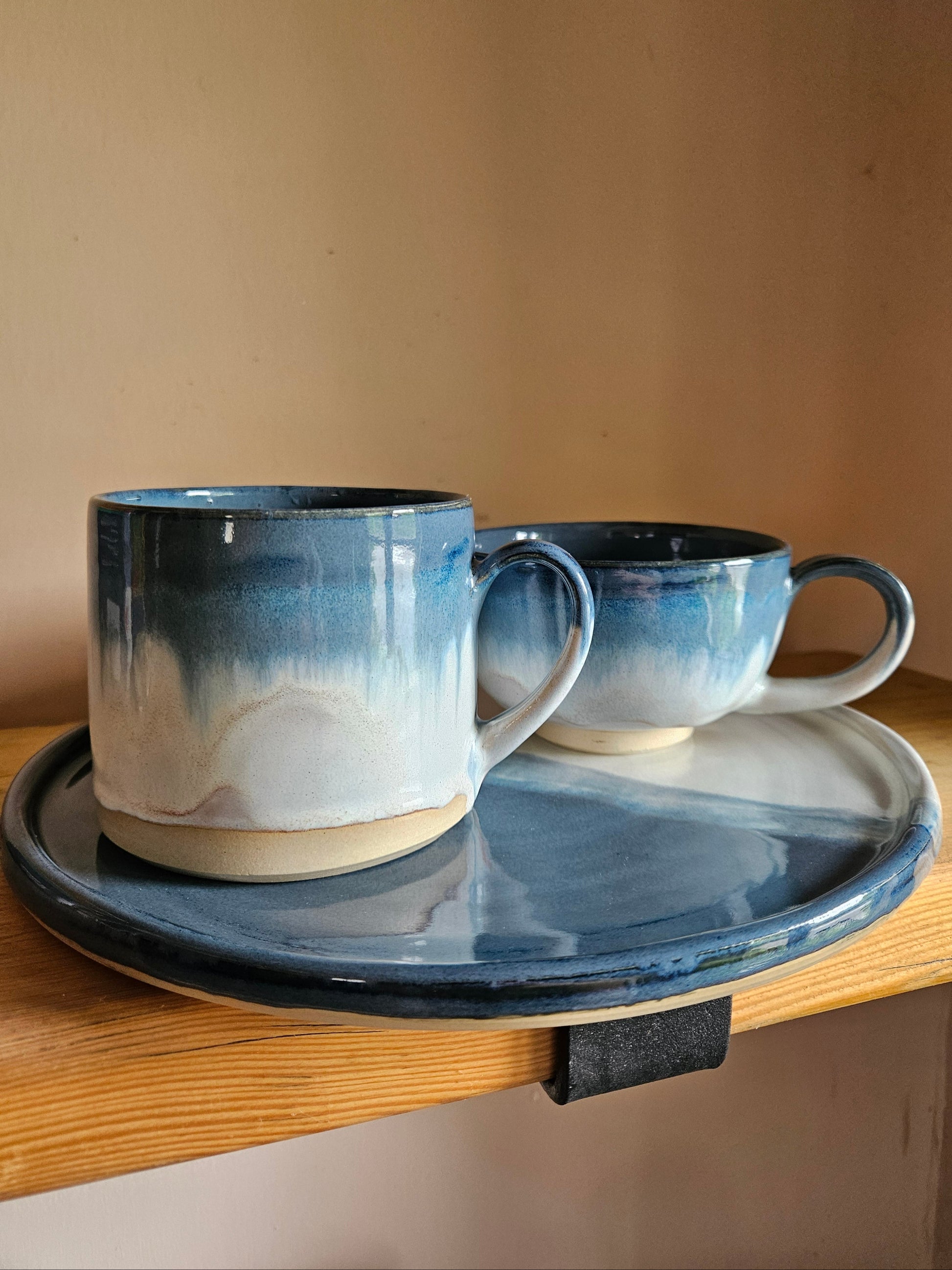 Blue and White Straight Sided Mug
