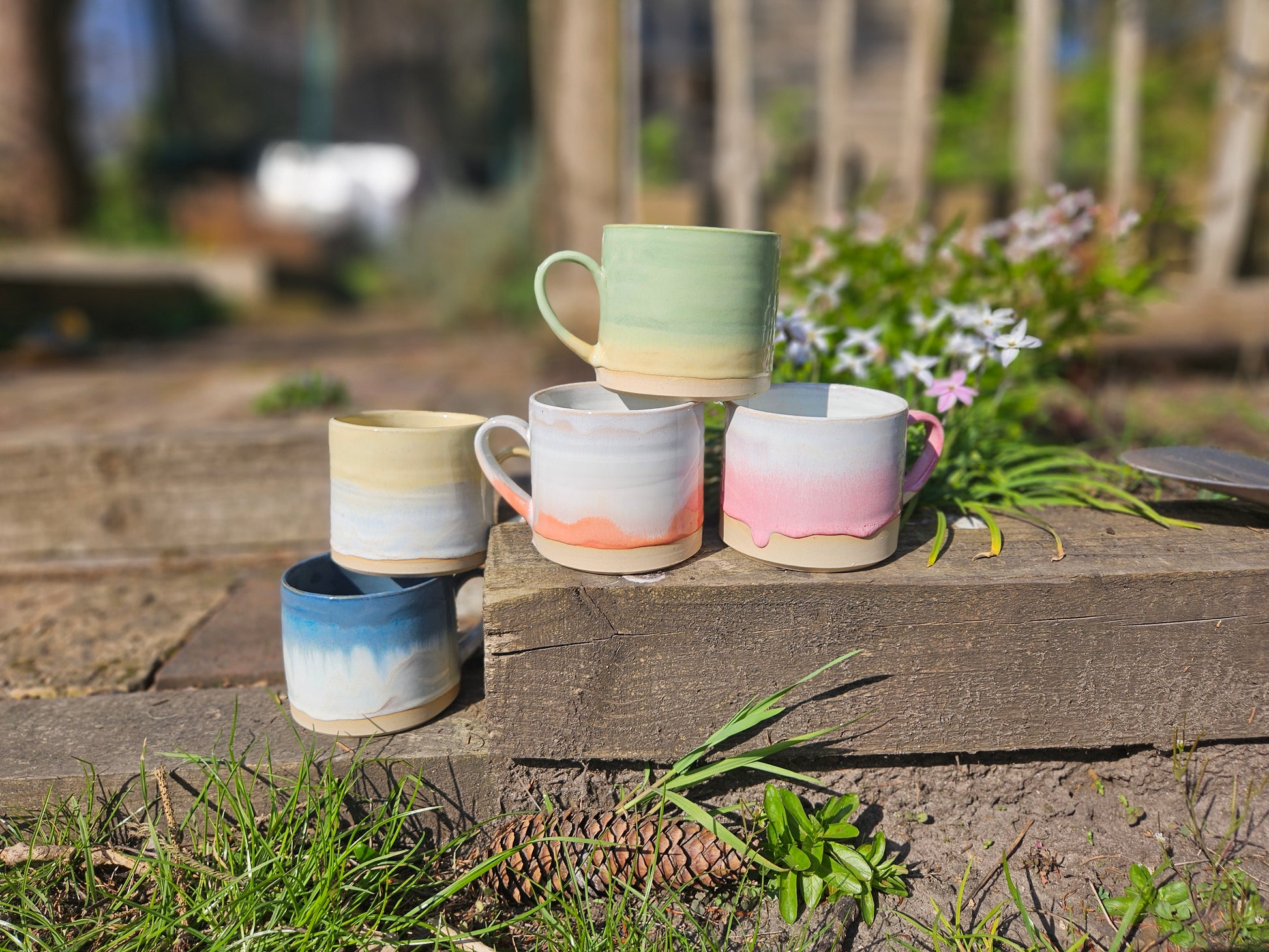 Blue and White Straight Sided Mug