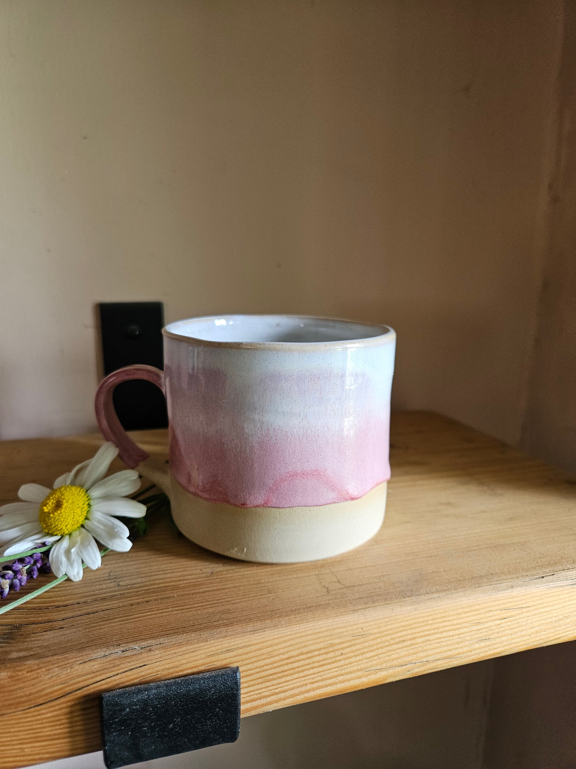 Pink and White Straight Sided Mug