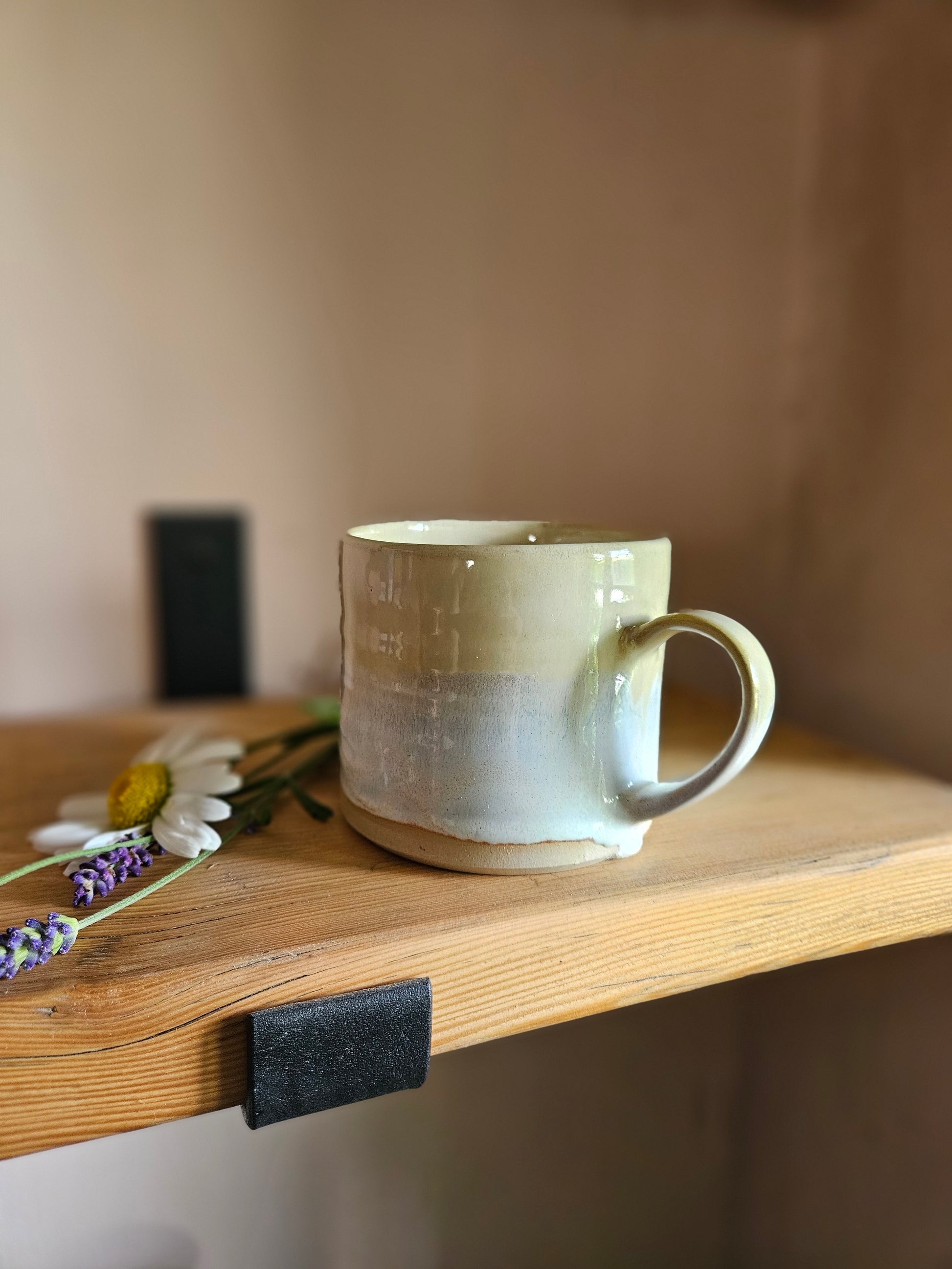 Yellow and White Straight Sided Mug