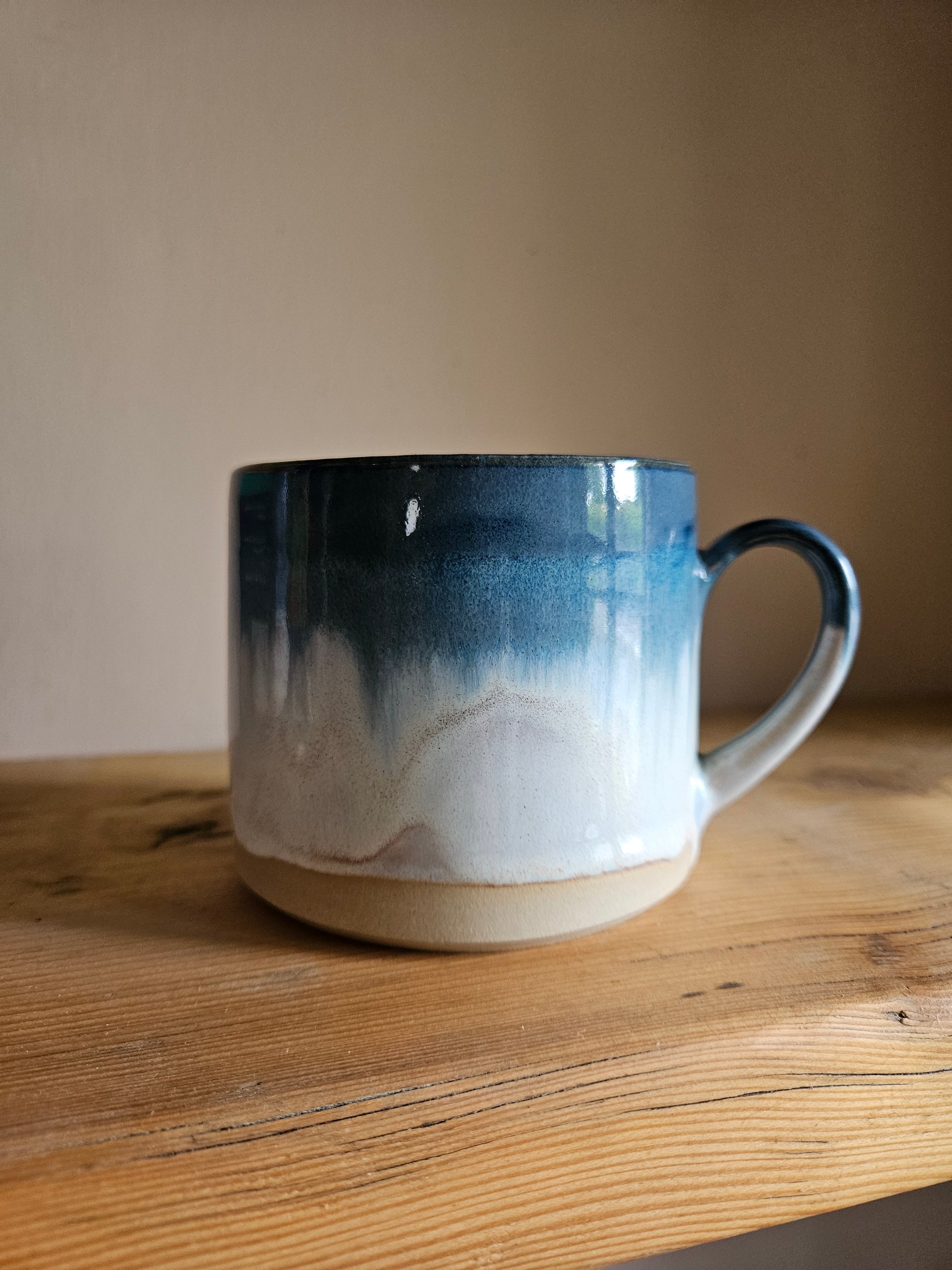 Blue and White Straight Sided Mug